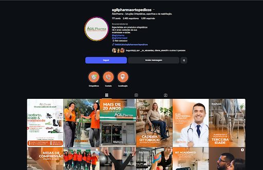 Perfil Instagram Ágilpharma Ortopédicos